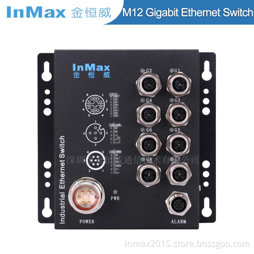 M508A 8 Port Gigabit M12 Railway Industrial Ethernet Switch